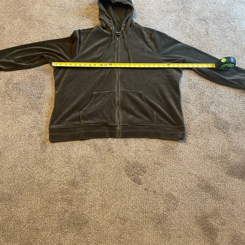 Green Velour Zip Up Hoodie and Pants Set Hoodie 3X Pants XXL Lounge Wear - Picture 12 of 16